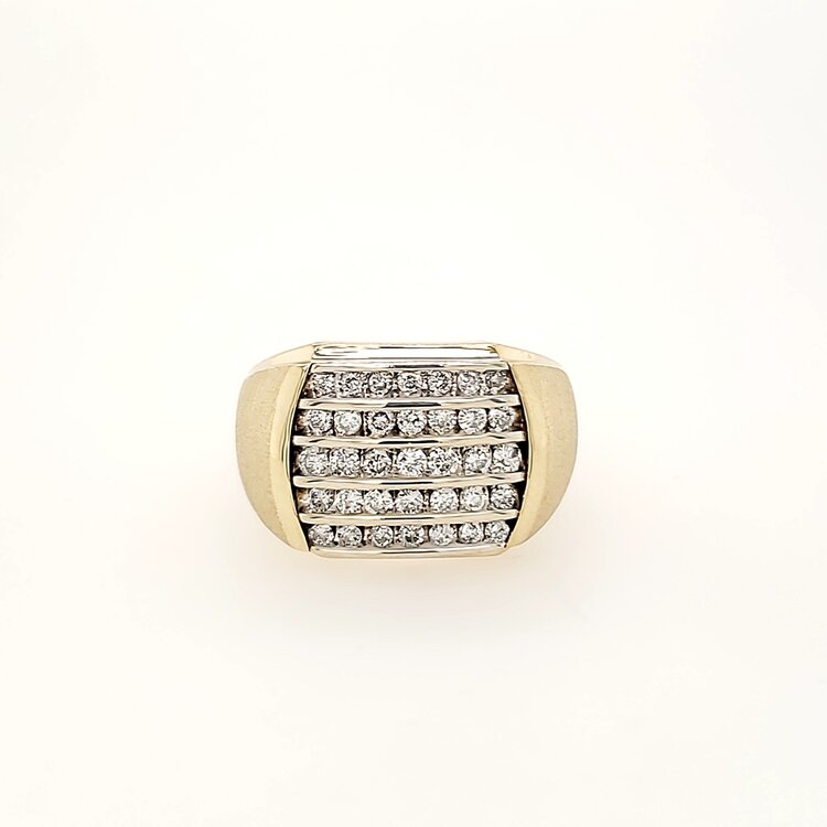 45046 14K YELLOW GOLD 1.5CT DIAMOND 5 ROW CHANNEL SET MEN'S RING