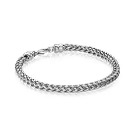 SMB149 ITALGEM STAINLESS STEEL ROUND FRANCO DESIGN CLASP BRACELET 8.5''