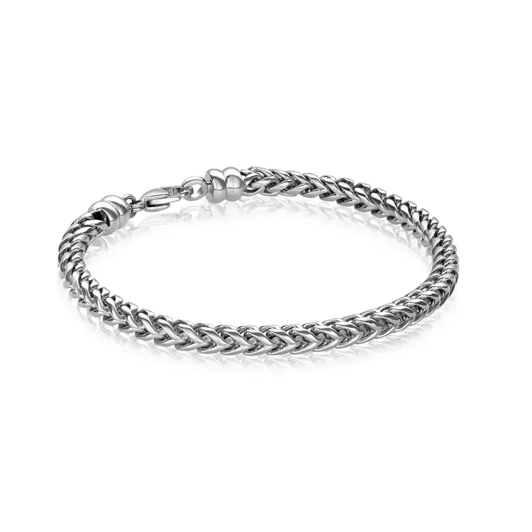 SMB149 ITALGEM STAINLESS STEEL ROUND FRANCO DESIGN CLASP BRACELET 8.5''