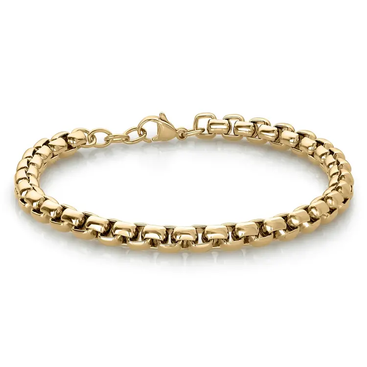 SMB195 ITALGEM STAINLESS STEEL ROUNDED BOX BRACELET 8"