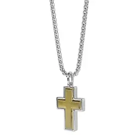 SC73 ITALGEM STAINLESS STEEL BRUSHED CROSS ROUNDED BOX CHAIN 22"