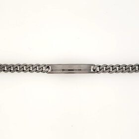 SMB688 ITALGEM STAINLESS STEEL CURB BRUSHED LINE ID PLATE BRACELET 8MM