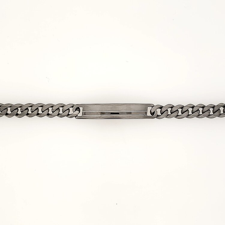 SMB688 ITALGEM STAINLESS STEEL CURB BRUSHED LINE ID PLATE BRACELET 8MM