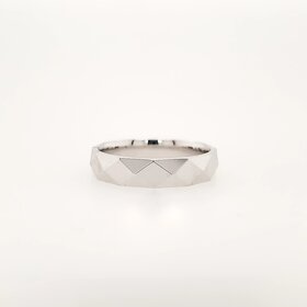 475238 14K WHITE GOLD HIGH POLISHED 4.8MM DIAMOND DESIGN MEN'S WEDDING BAND