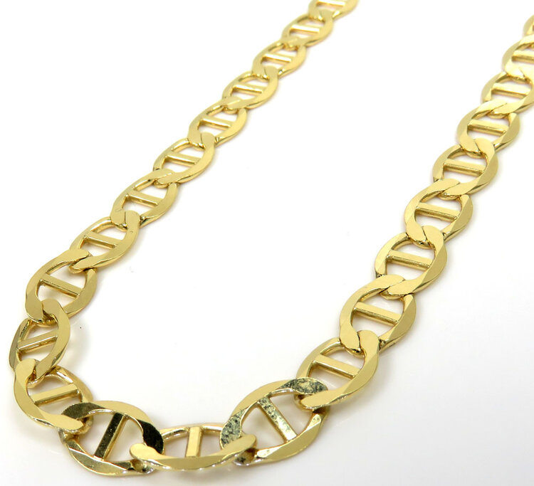 SYN78-22 ITALGEM GOLD IP PLATED 7MM MARINER LINK CHAIN 22"