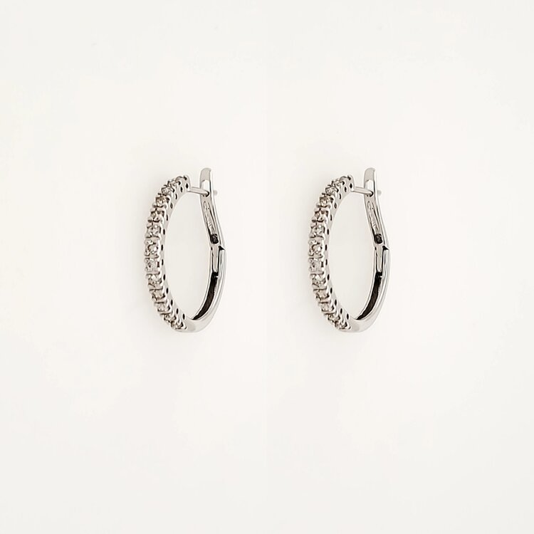 31206 14K WHITE GOLD .25CTW DIAMOND 0.70" HOOPS