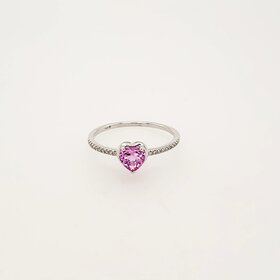 40340  14K WHITE GOLD .08CTW DIAMOND HEART SHAPED CUBIC ZIRCONIA RING