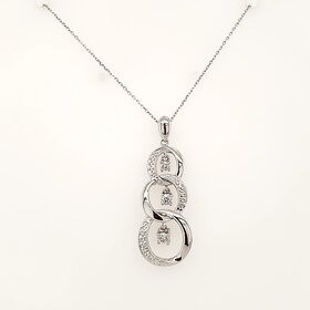 70635 14K WHITE GOLD TRIPLE OPEN CIRCLE .25TCW DANCING DIAMOND PENDANT