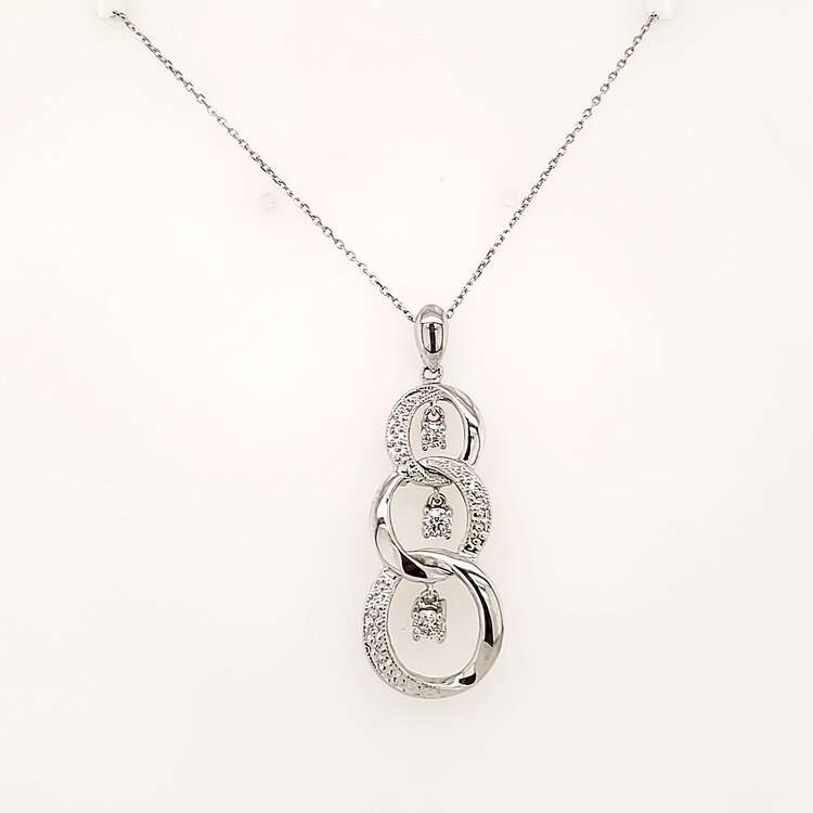 70635 14K WHITE GOLD TRIPLE OPEN CIRCLE .25TCW DANCING DIAMOND PENDANT