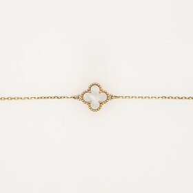 20371 18K YELLOW GOLD MOTHER OF PEARL SINGLE CLOVER ADJUSTABLE BRACELET
