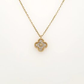 70644 18K YELLOW GOLD .11CTW DIAMOND CLOVER PENDANT  NECKLACE