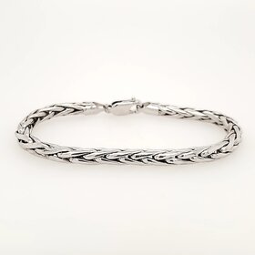 20372 14K WHITE GOLD 7" 4.25MM HIGH POLISH WHEAT LINK LADIES BRACELET