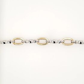 20373 14K TWO TONE 7" OVAL AND TWISTED LINKS LADIES BRACELET