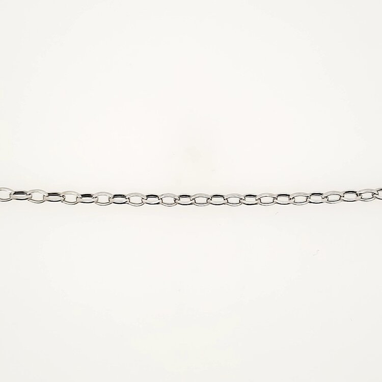 20340 14K WHITE GOLD 10" OPEN CABLE LINK ANKLET BRACELET