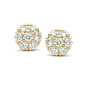 31231 14K YELLOW GOLD 4.70MM CLUSTER CUBIC ZIRCONIA STUDS