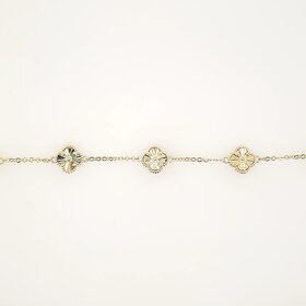 20369 14K YELLOW GOLD 9.70MM 5 CLOVER STARBURST DIAMOND CUT BRACELET