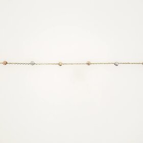 20377 14K TRI COLOR BEADED DIAMOND CUT ANKLET BRACELET