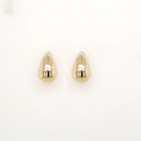 31234 14K YELLOW GOLD 13MM SMALL HIGH POLISH DROP EARRINGS STUDS