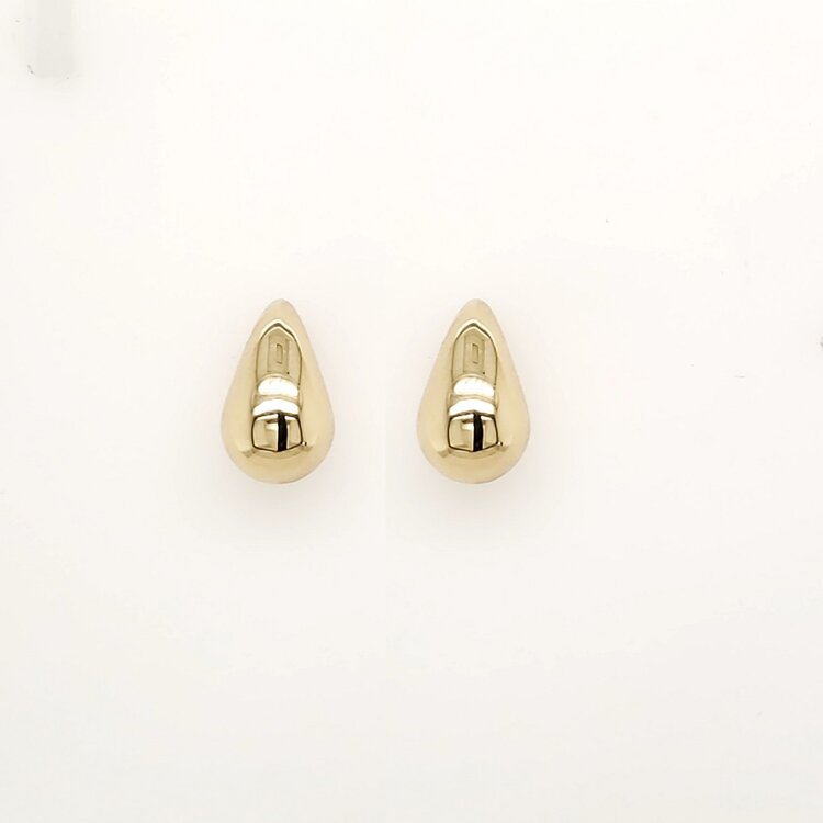 31234 14K YELLOW GOLD 13MM SMALL HIGH POLISH DROP EARRINGS STUDS