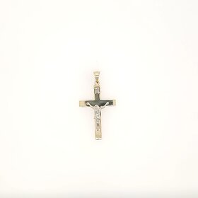 77302 14K TWO TONE HIGH POLISH SQUARE INRI CRUCIFIX