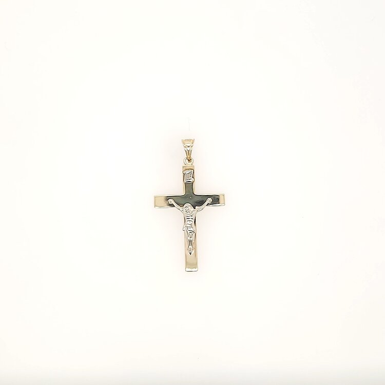 77302 14K TWO TONE HIGH POLISH SQUARE INRI CRUCIFIX
