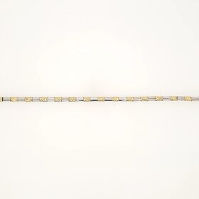 20381 14K TWO TONE 7" WAVE DIAMOND CUT TUBE LINKS BRACELET