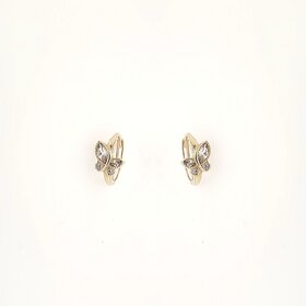 31251 14K YELLOW GOLD CUBIC ZIRCONIA MARQUISE MILGRAIN BUTTERFLY HUGGIES