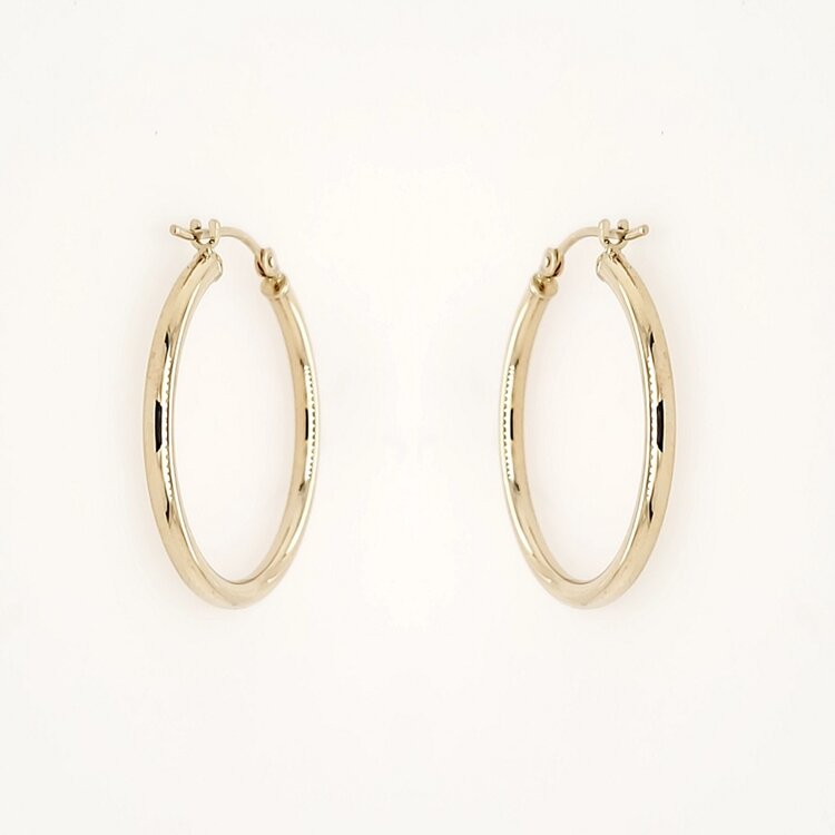 31261 14K YELLOW GOLD 1.25" 3MM HIGH POLISH TUBE HOOPS