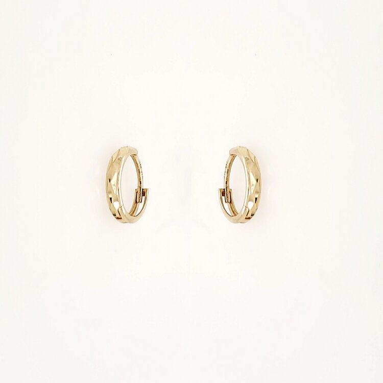 30933 14K YELLOW GOLD 0.50" 2MM  DIAMOND CUT HUGGIES