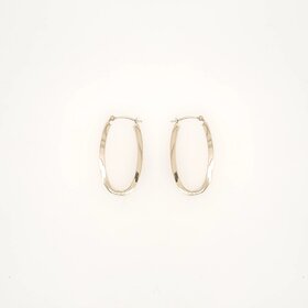 31257 14K YELLOW GOLD 1.15" 2MM HIGH POLISH OVAL TWISTED HOOPS
