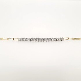 20357 14K YELLOW GOLD  .60CTW DIAMOND BAR PAPER CLIP LINK BRACELET