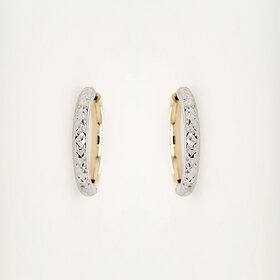 31283 14K TWO TONE 0.80" 2.45MM DIAMOND CUT HIGH POLISH TWO SIDED TUBE HOOPS