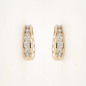 31277 14K YELLOW GOLD 1CTW DIAMOND CHANNEL  OVAL HOOPS