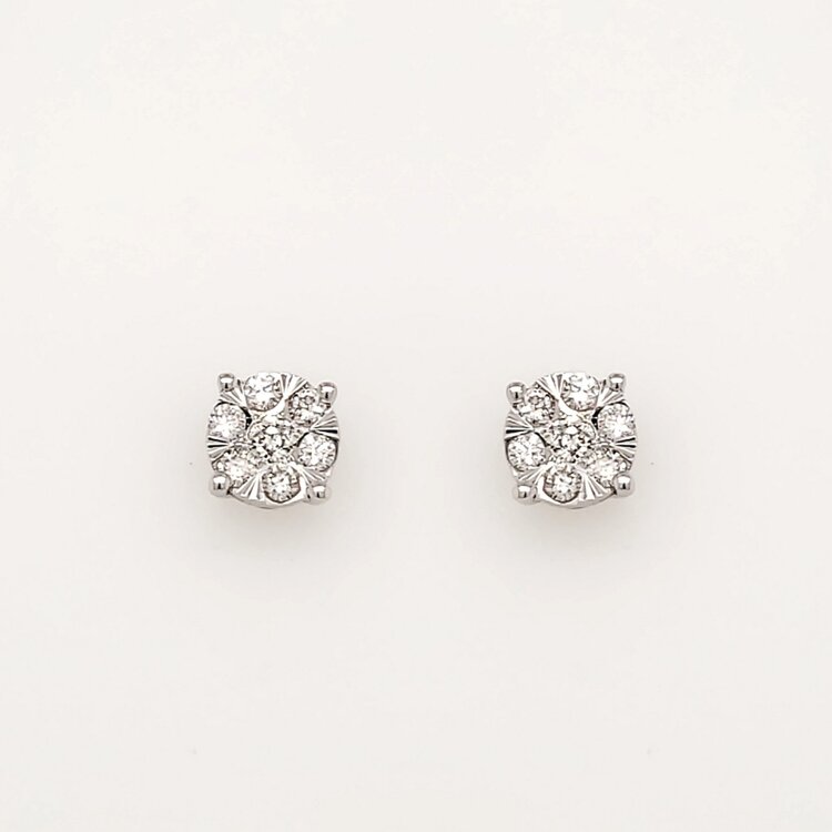 31280 14K WHITE GOLD .20CTW DIAMOND ILLUSION SET CLUSTER  STUDS