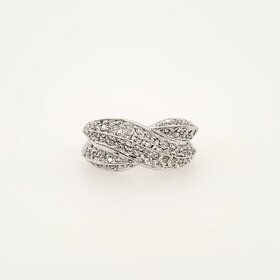 40352 14K WHITE GOLD 1 CT DIAMOND PAVE SET X DESIGN RING