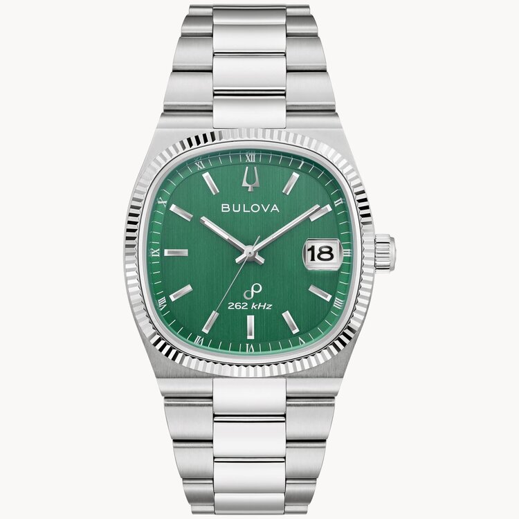 bulova 042429599772 BULOVA PRECISIONIST SUPER SEVILLE RETRO AESTHETICS SAPPHIRE CRYSTAL  BLUE BRUSHED FINISH GREEN DIAL  MENS  WATCH