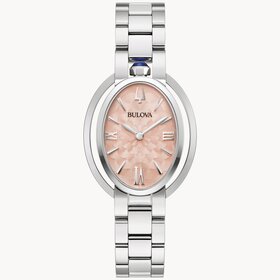 bulova 042429599727 BULOVA RUBAIYAT COLLECTION  OVAL SHAPE SALMON TONE DIAL SAPPHIRE CRYSTAL  ELEGANT LADIES WATCH