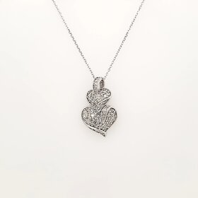 70661 14K WHITE GOLD .50CTW DIAMOND TWO HEARTS PENDANT NECKLACE