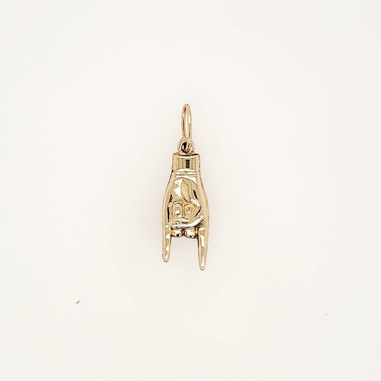 78132 14K YELLOW GOLD HIGH POLISH HAND CORNO CHARM