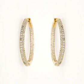 80389 STERLING SILVER GOLD PLATED CUBIC ZIRCONIA IN AND OUT HOOPS
