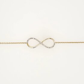 20379 14K YELLOW GOLD  .09CTW DIAMOND HALF HIGH POLISH INFINITY BRACELET