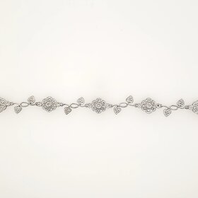 20409 14K WHITE GOLD .50CTW DIAMOND MILGRAIN FLORAL VINE VIINTAGE EXQUISITE LADIES BRACELET