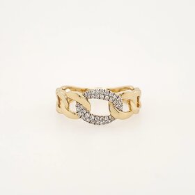 40360 14K YELLOW GOLD .14CTW DIAMOND FLAT CURB LINK LADIES RING