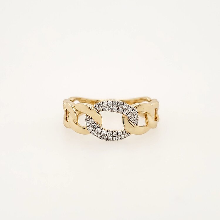 40360 14K YELLOW GOLD .14CTW DIAMOND FLAT CURB LINK LADIES RING