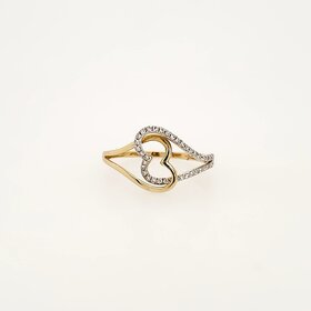 40359 14K YELLOW GOLD .11CTW DIAMOND TWO INTERLOCKING HEARTS  RING