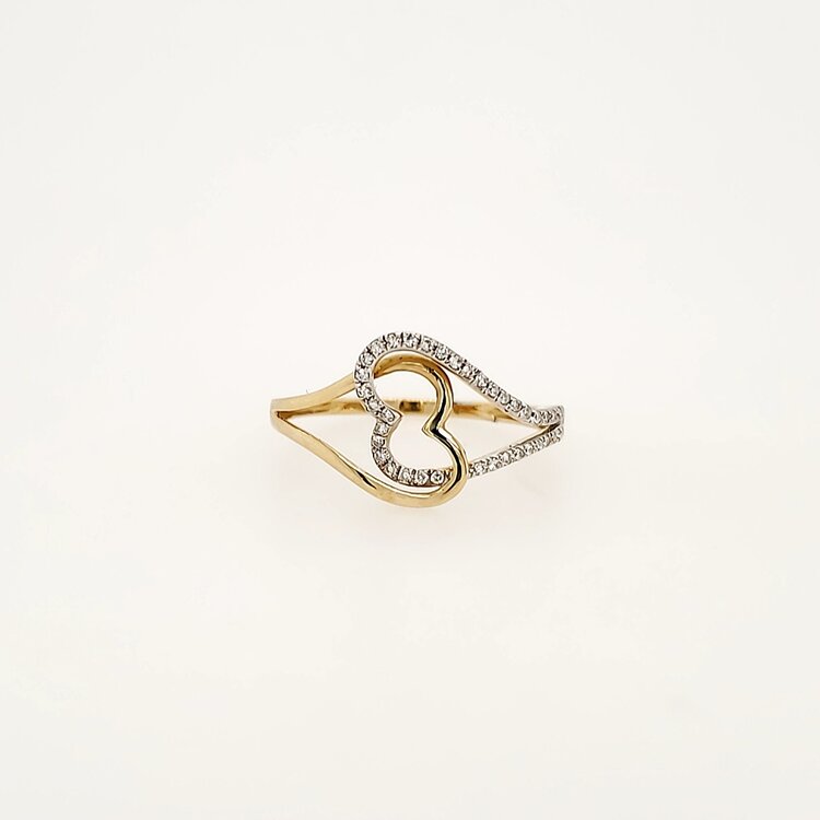 40359 14K YELLOW GOLD .11CTW DIAMOND TWO INTERLOCKING HEARTS  RING