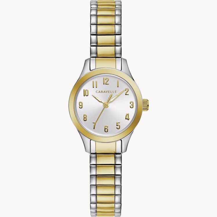 bulova 042429562363 CARAVELLE TWO TONE TRADITIONAL COMFORT FIT EXPANSION BRACELET LADIES WATCH