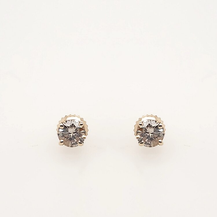 31309 14K YELLOW GOLD .94CTW DIAMOND 4 PRONG SCREWBACKS STUDS