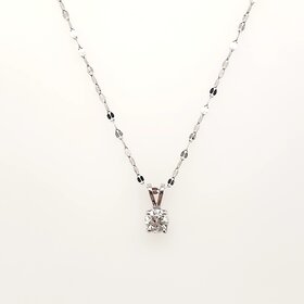 70674 14K WHITE GOLD 1.04CTW ROUND DIAMOND SOLITAIRE BUNNY BAIL PENDANT NECKLACE
