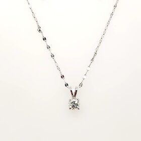 70672 14K WHITE GOLD .43CTW DIAMOND SOLITAIRE BUNNY BAIL PENDANT NECKLACE